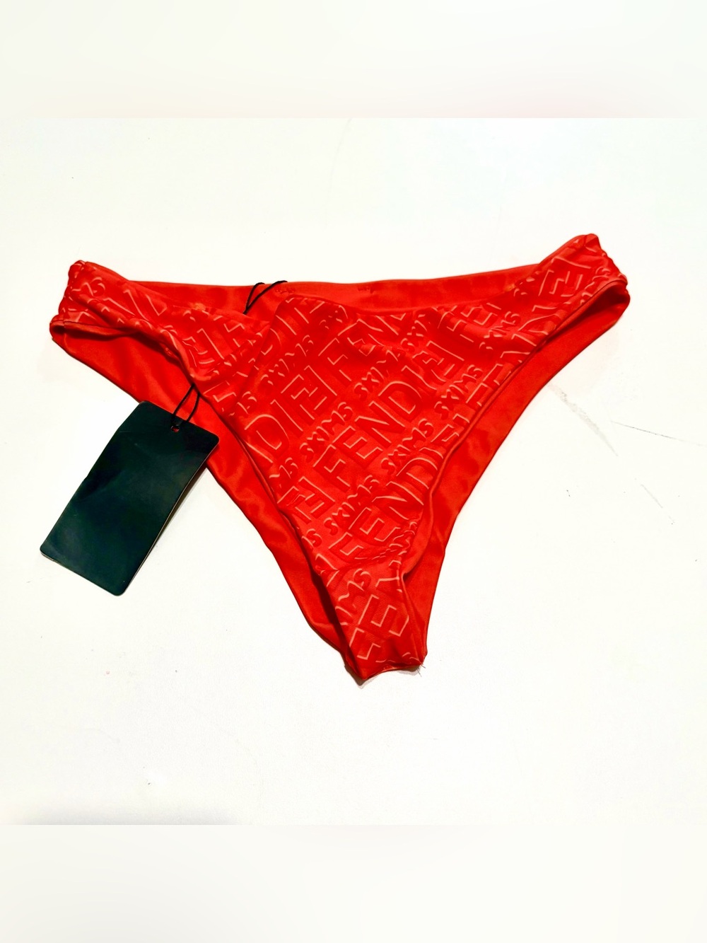 Fendi X skims orange Red Embossed Logo Bikini Bottom